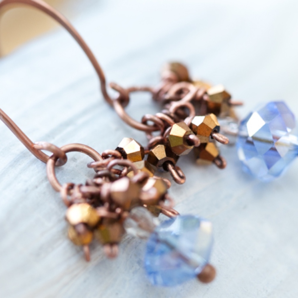 Sparkly Blue Copper Earrings New